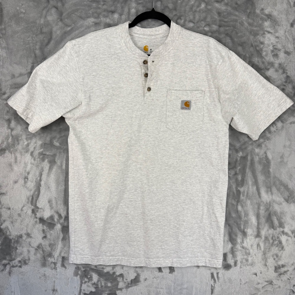 Lot of 3 Carhartt Mens K84 HGY Workwear Pocket Henley Shirts Gray Size Medium - Picture 2 of 16